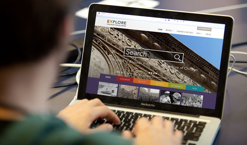 User browsing the Explore Chicago Collections search portal for many of Chicago's archives